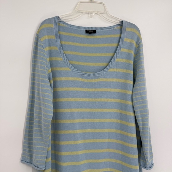 Talbots Women’s Sweater Silk Cotton Size 1XP Blue Stripe Pullover 3/4 Sleeve - Picture 4 of 8